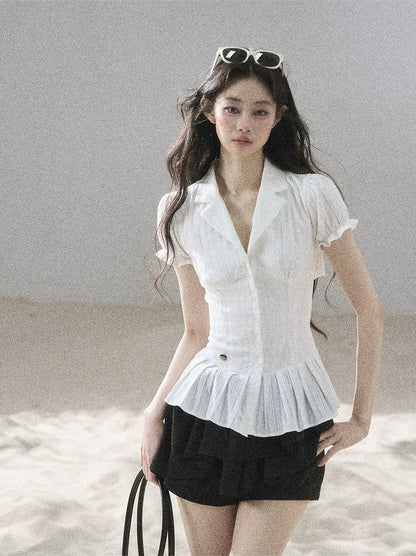 Textured Puff Sleeve Blouse
