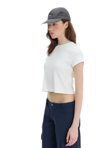 Stretch Cropped Crew-Neck T-Shirt