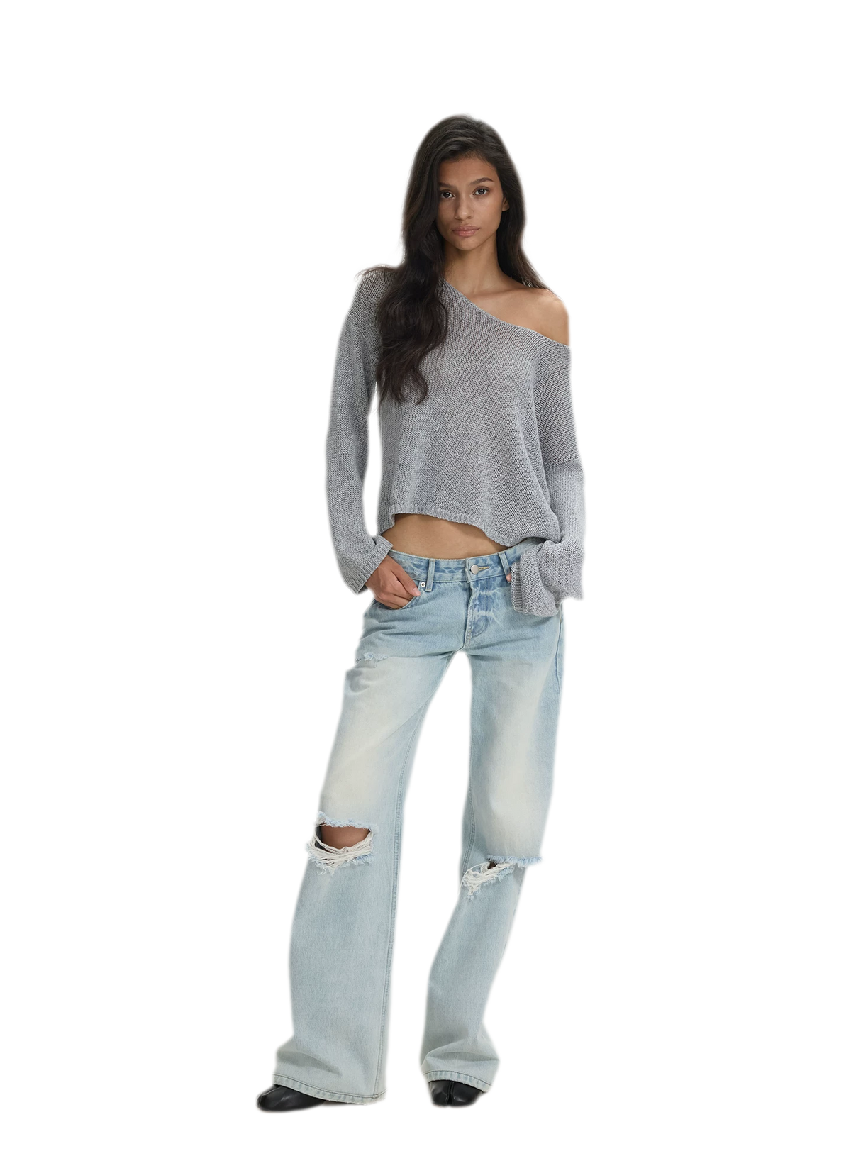 Openwork One-Shoulder Knit Top
