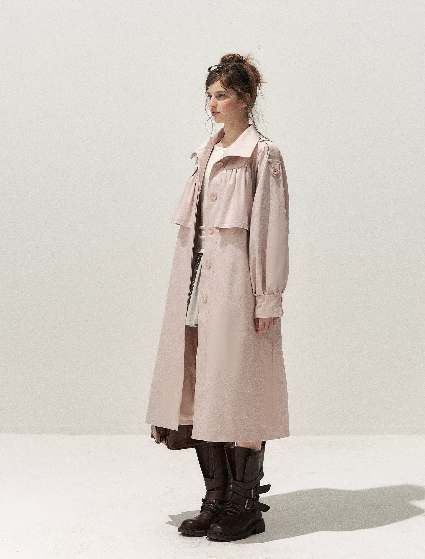 Gathered Cape Trench Coat