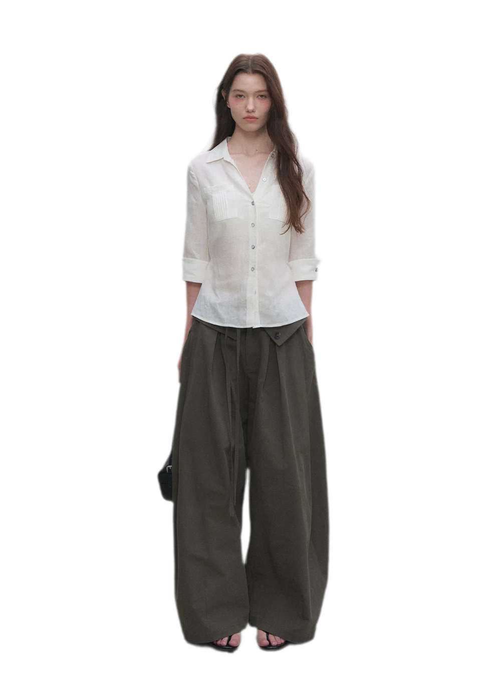 Lyocell Pleated Wide-Leg Trousers