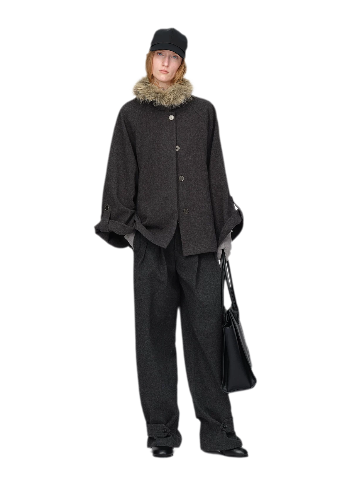 Manteau en mélange de laine à manches cloche