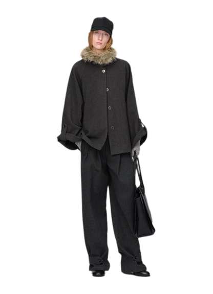 Manteau en mélange de laine à manches cloche