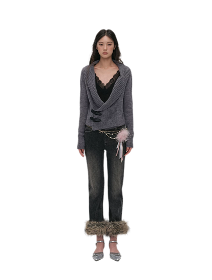 Vintage Washed Cropped Flare Jeans