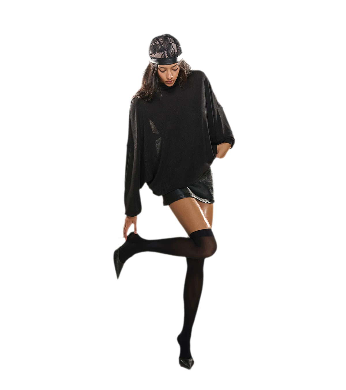 Rhinestone Open-Back Batwing Dress
