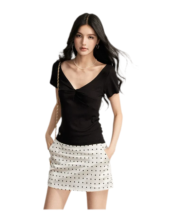 V-Neck Ruched Summer Top