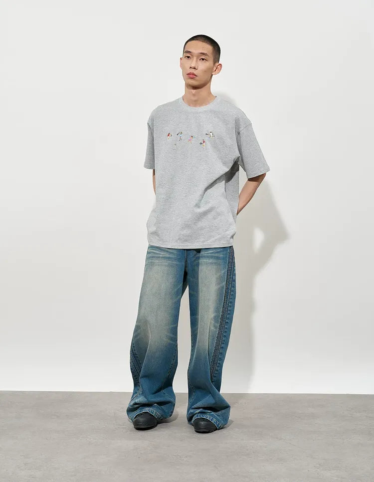Hand Drawn Tennis Embroidery Tee