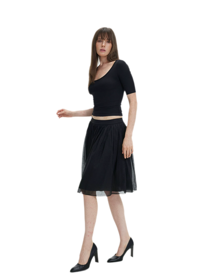 Pleated Chiffon Midi Skirt