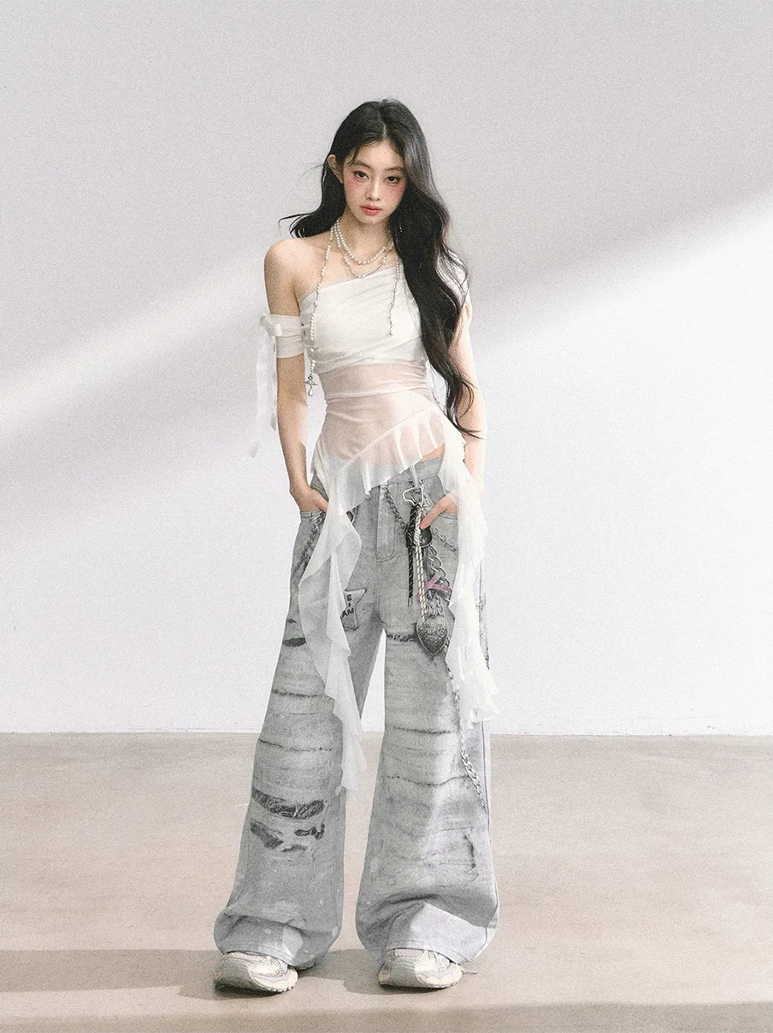 Sheer Off-Shoulder Tee