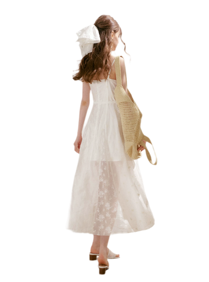 French Embroidered A-line Dress