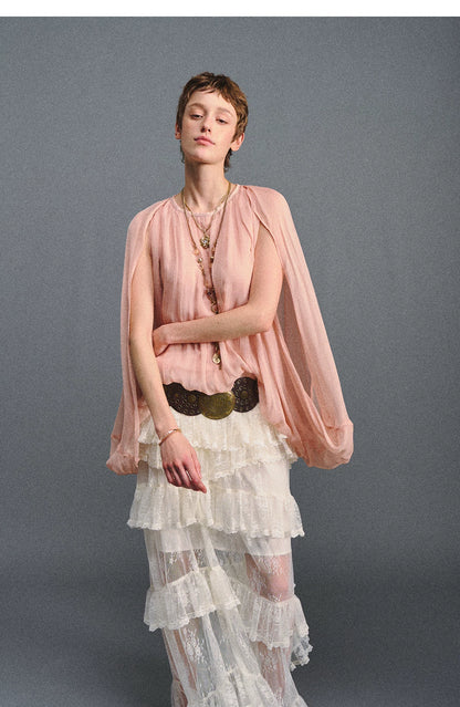 Cape Chiffon Blouse