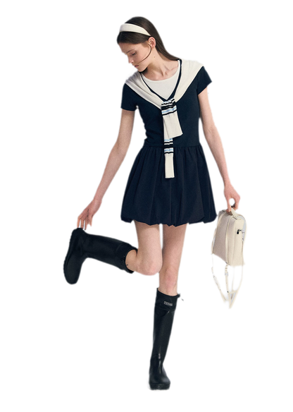 Contrast Trim Bubble Dress