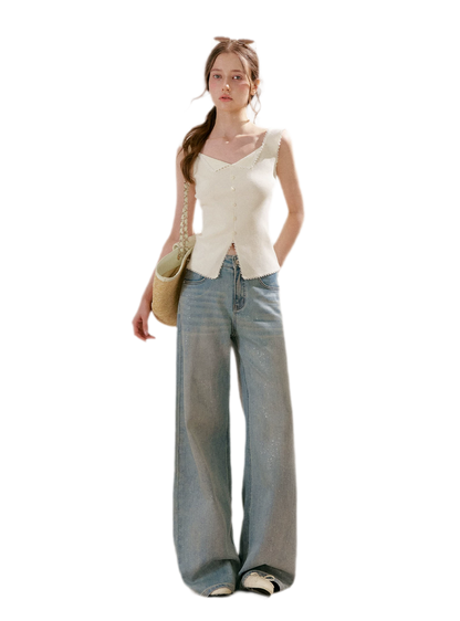 Lace Trim Knit Vest