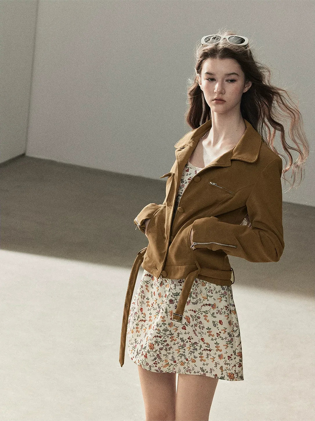 Soft Suede Cropped Utility Jacket