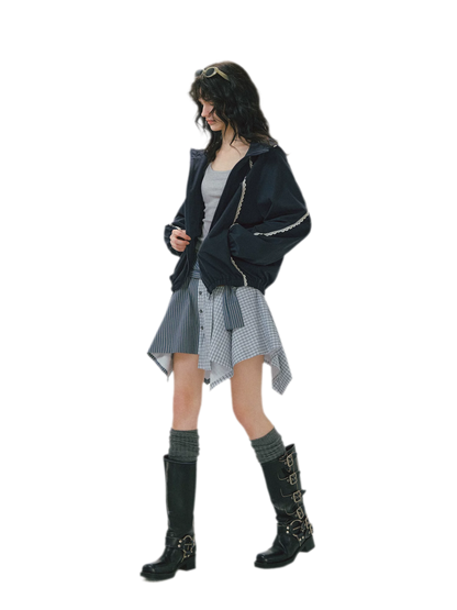 Lace Panel Hooded Jacket