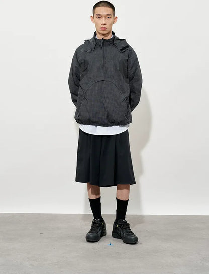 Checked Zip Pullover Jacket