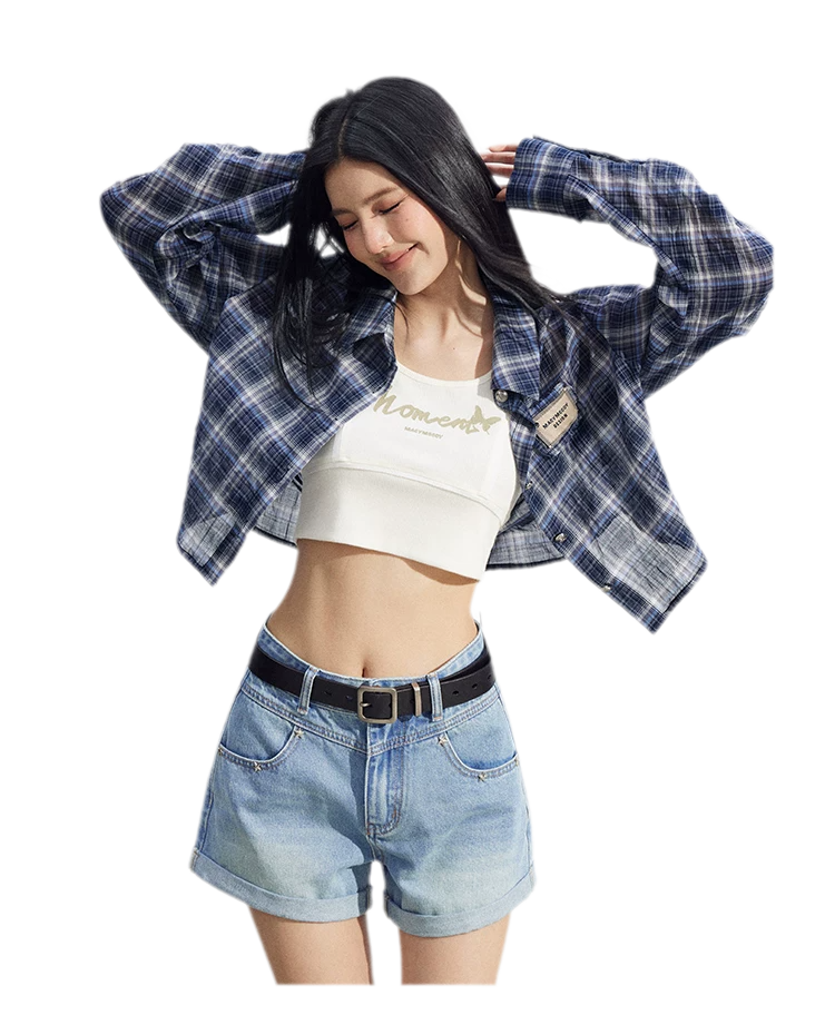Embroidered Denim Shorts
