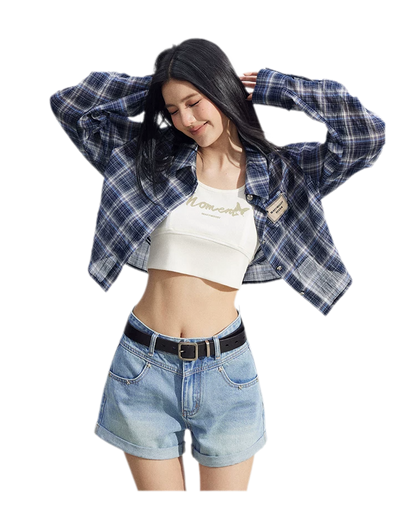 Embroidered Denim Shorts