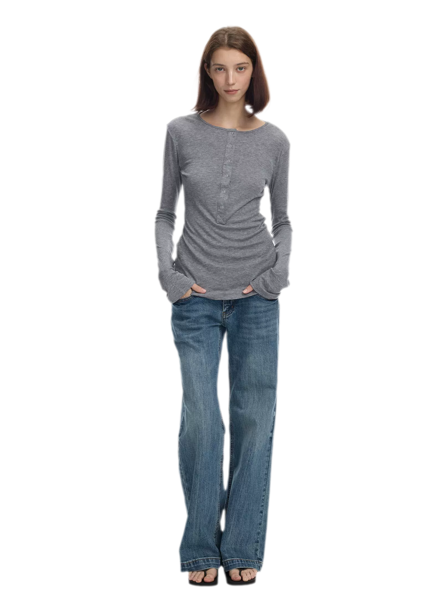 Lyocell Wool Six-Button Henley