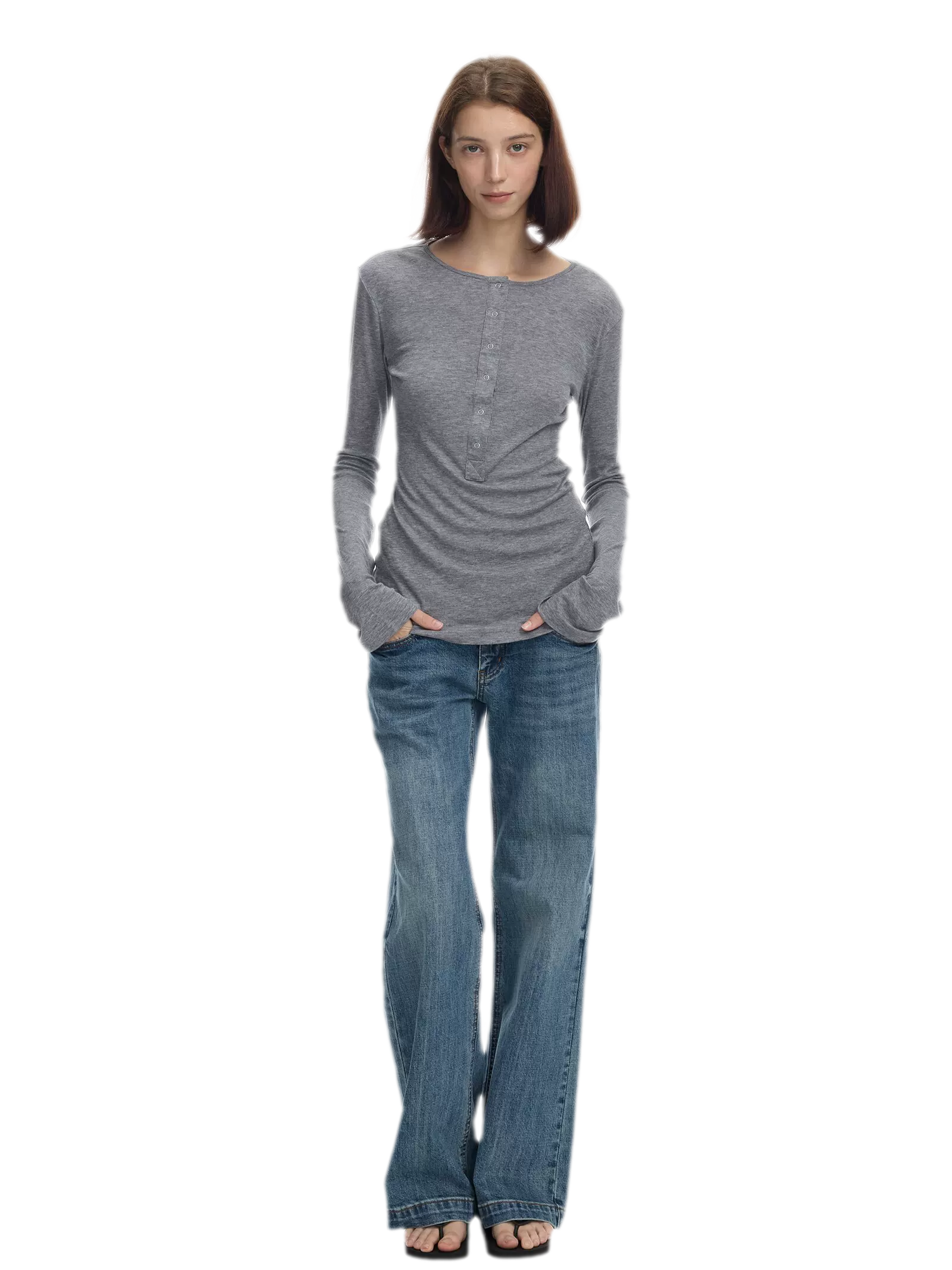 Lyocell Wool Six-Button Henley