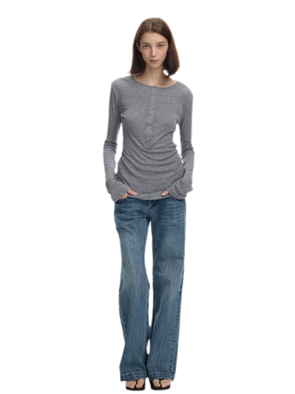 Lyocell Wool Six-Button Henley
