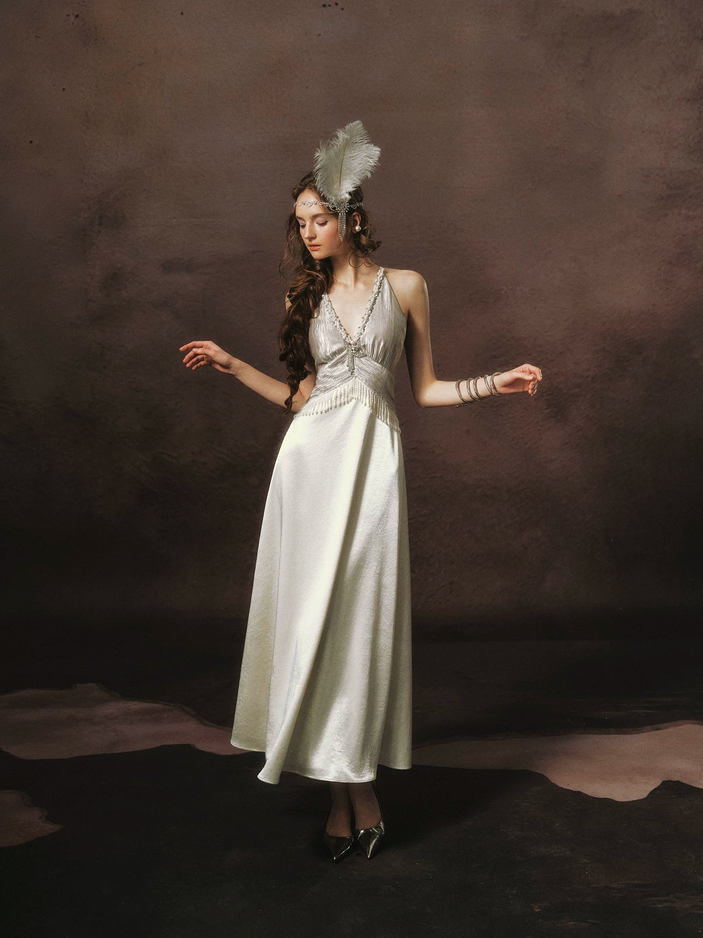 LACEMADE White Pearl Fringe Dress – view 10