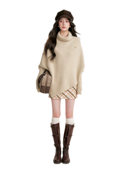 High Neck Poncho Sweater