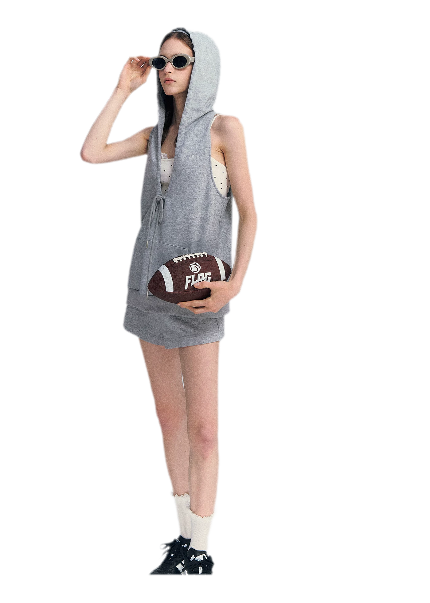 U-Neck Hoodie Vest Set