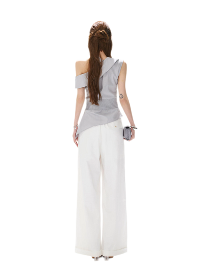 Asymmetrical Halter Blouse
