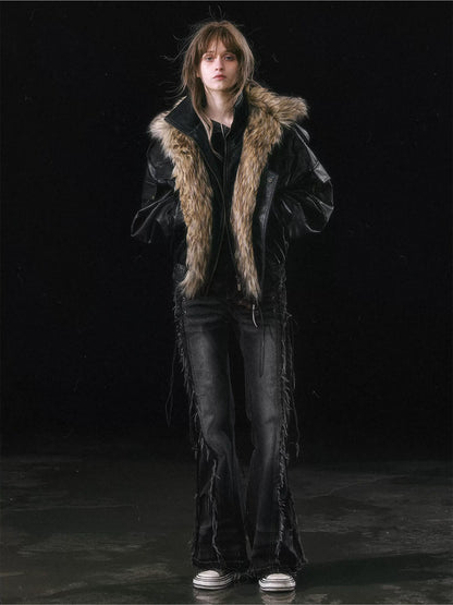 Detachable Fur Collar Flight Jacket