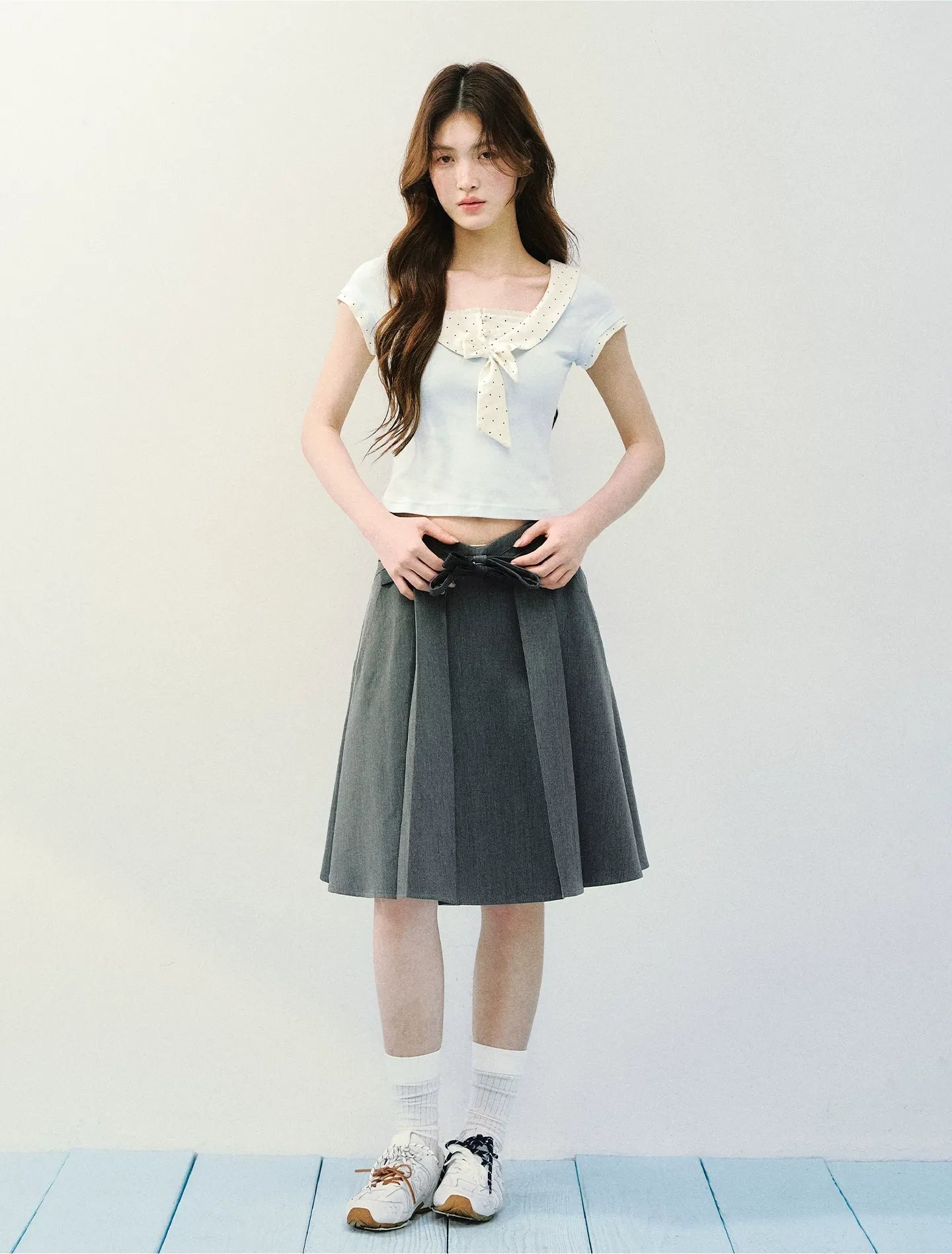 Bow Tie Floral Patchwork Short Sleeve T-Shirt