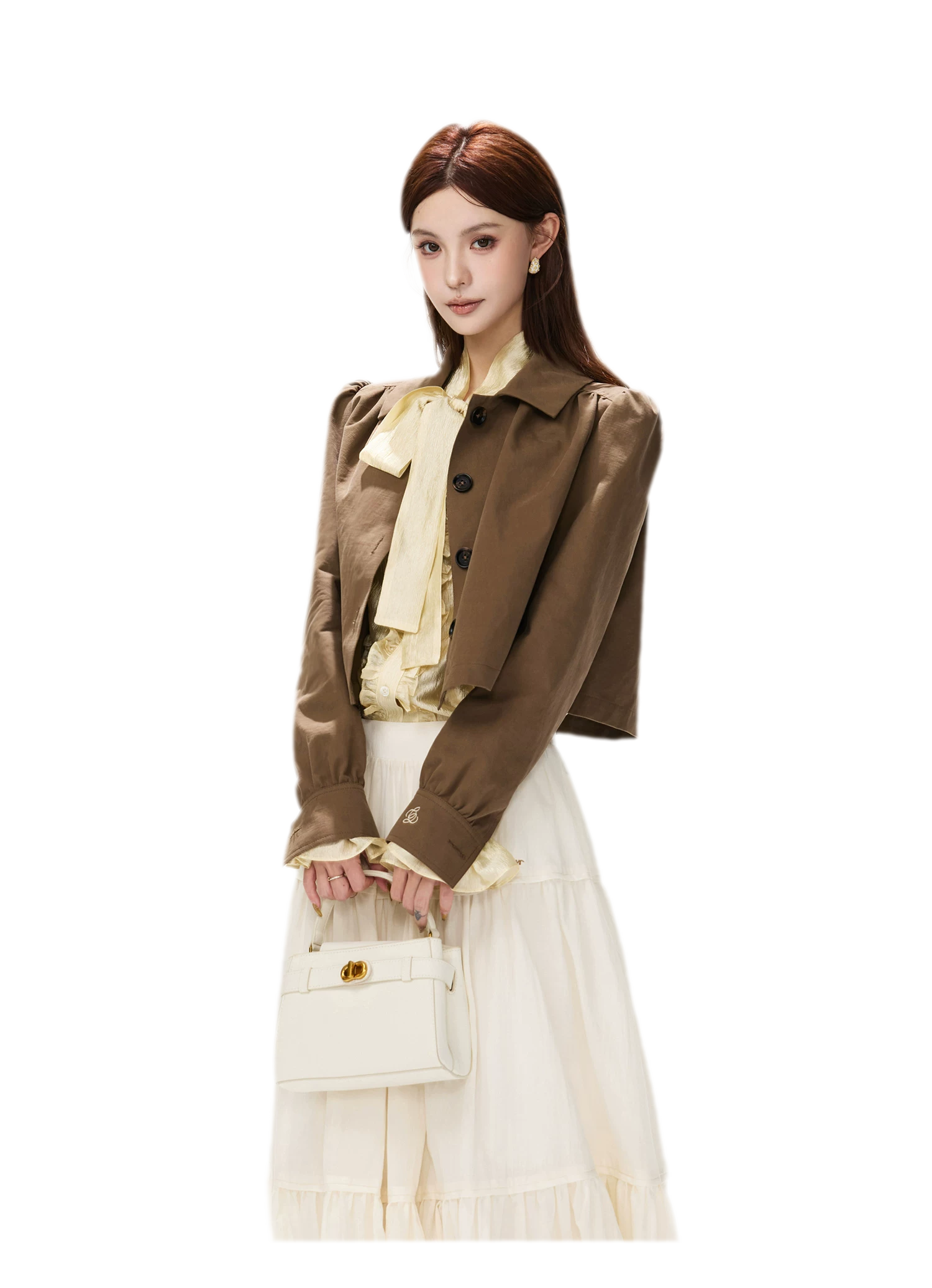 Vintage Puff Sleeve Cropped Jacket