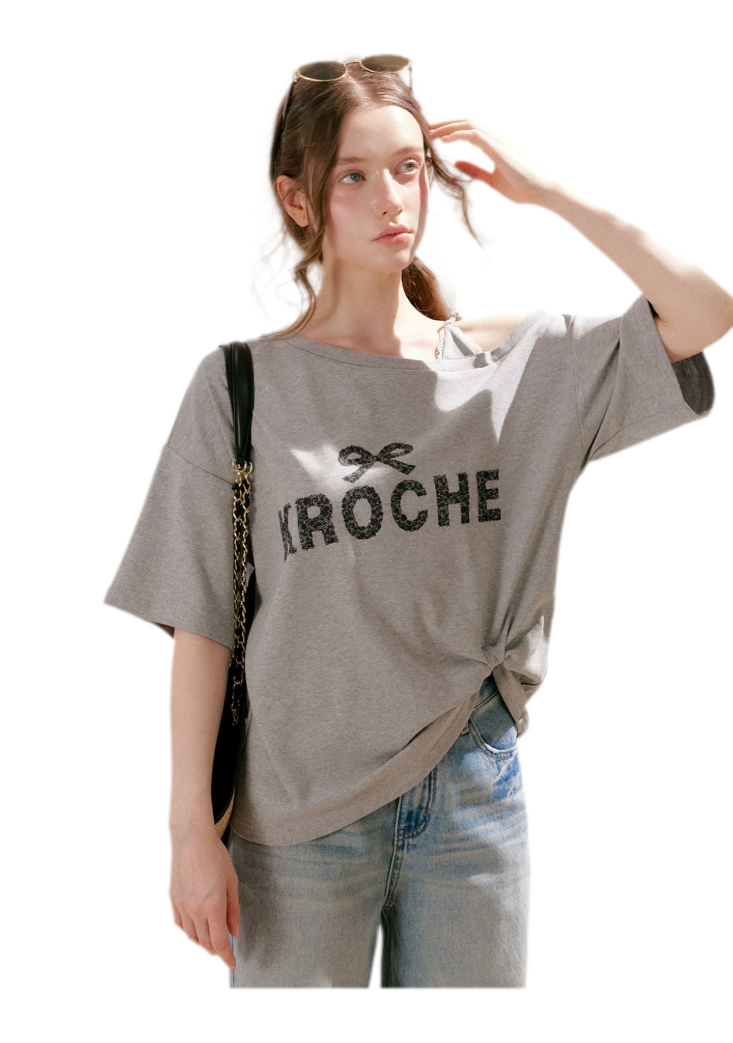 Off-Shoulder Logo T-Shirt