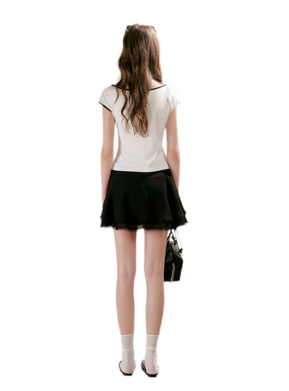 Lace Trim A-Line Skirt