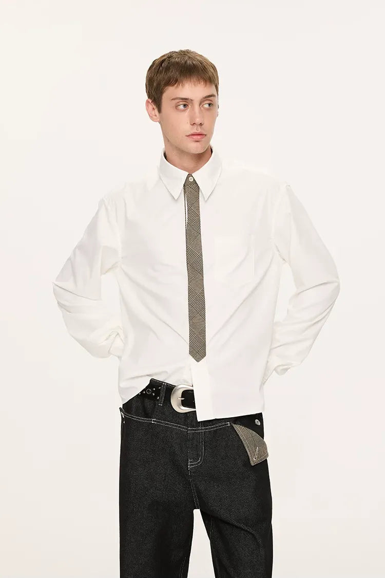 Plaid Tie-Front Long-Sleeve Shirt