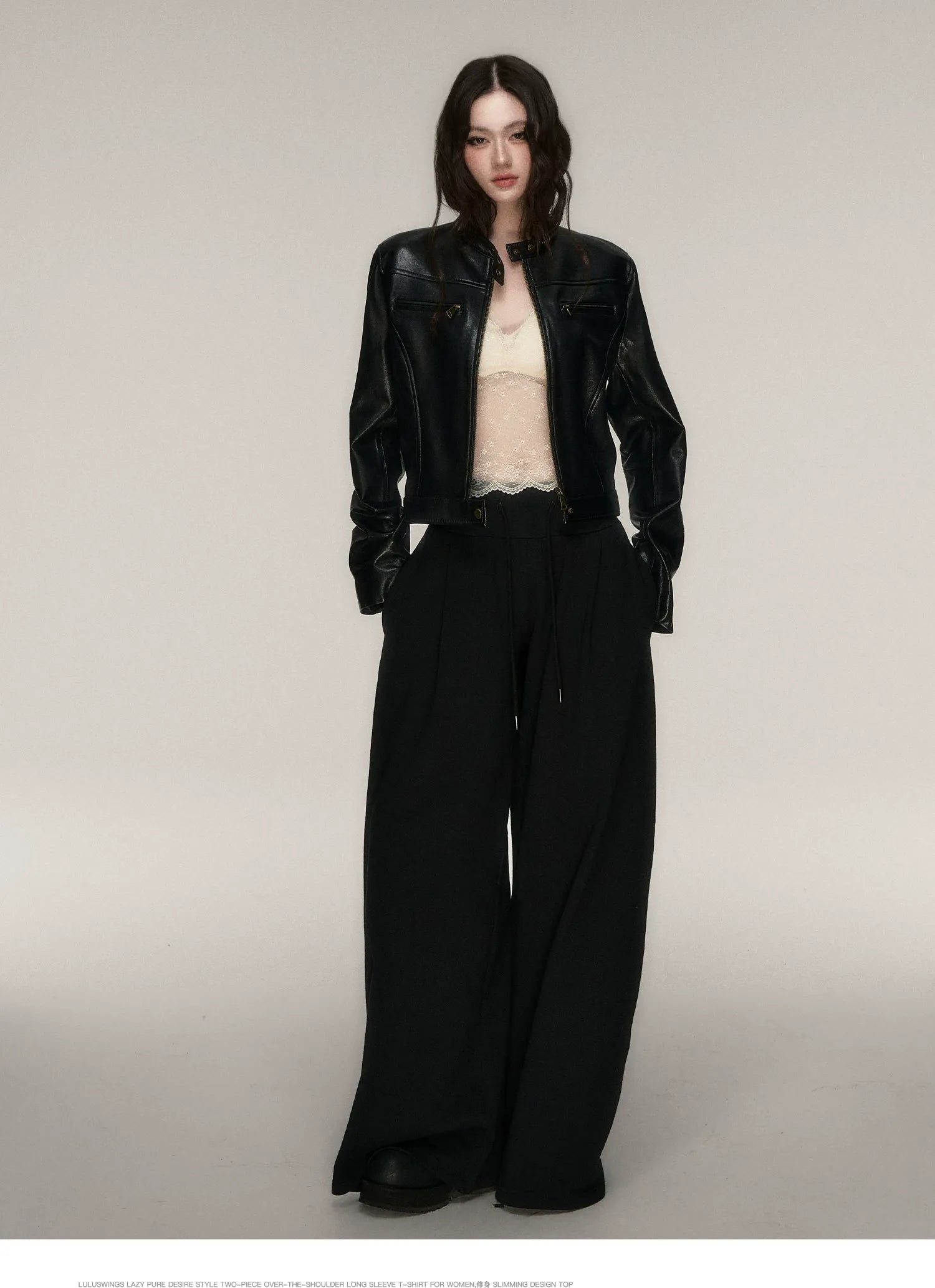 Vintage Stand-Collar Leather Jacket