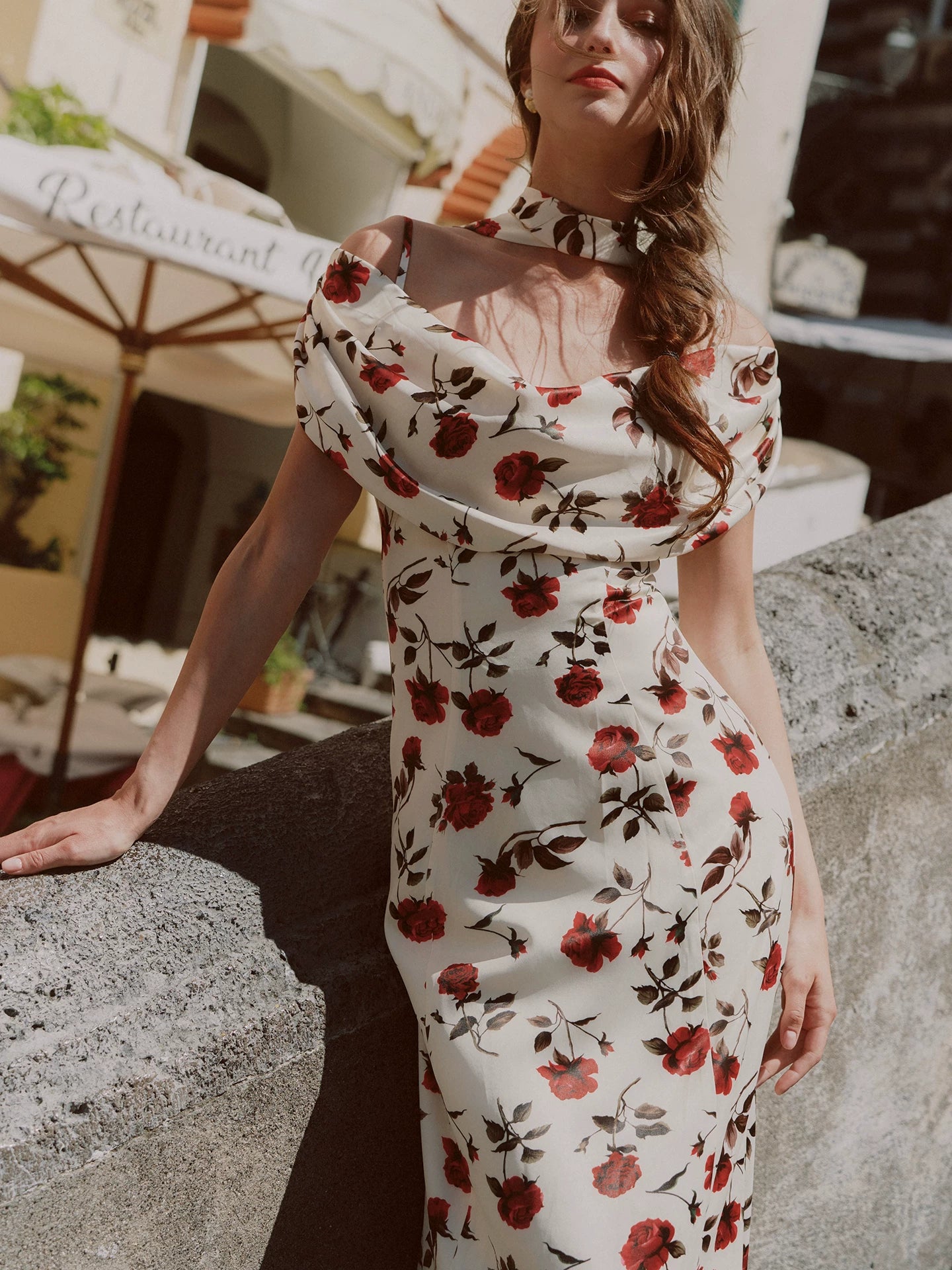 Floral Draped Maxi Dress