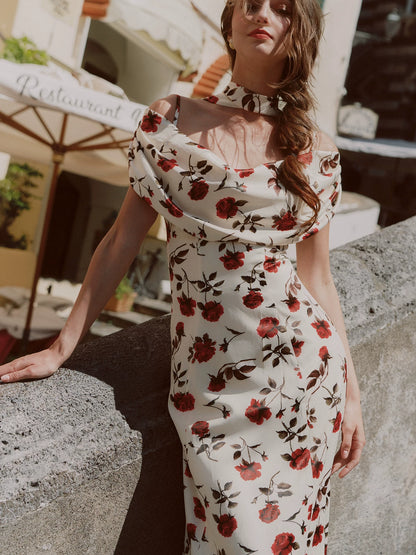 Floral Draped Maxi Dress