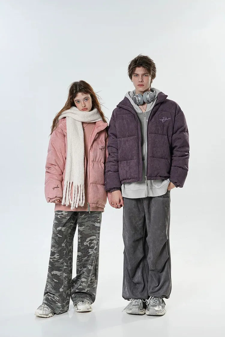 Suede Oversized Down Puffer Jacket