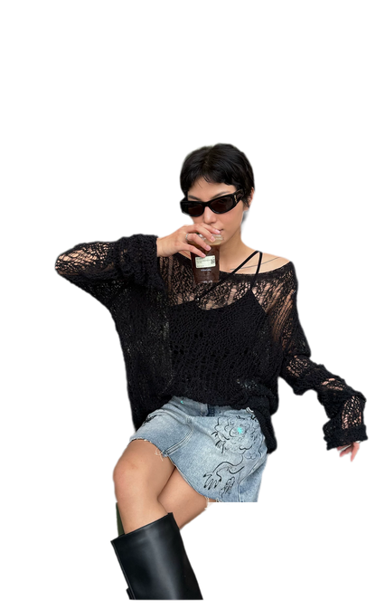 Washed Graffiti A-Line Denim Skirt
