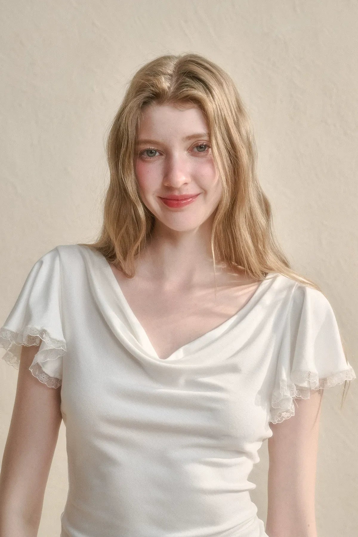 Airy V-Neck Ribbed T-Shirt