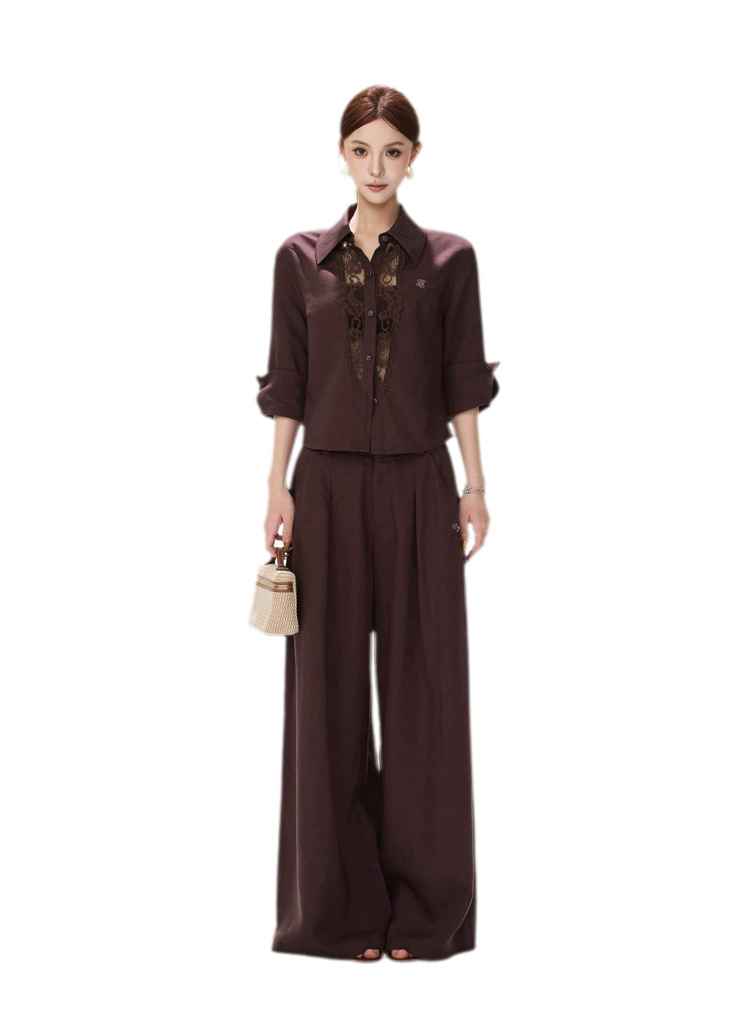 Lace Panel Cropped Shirt