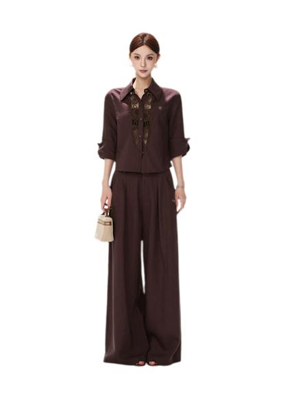 Lace Panel Cropped Shirt