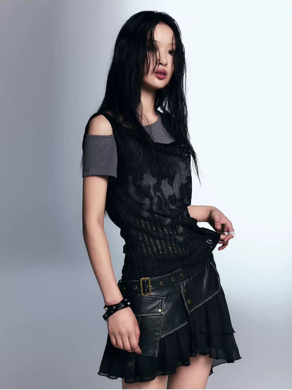 Punk Graffiti Layered T‑Shirt