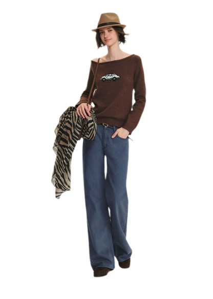 Wool Blend Jacquard Knit Sweater