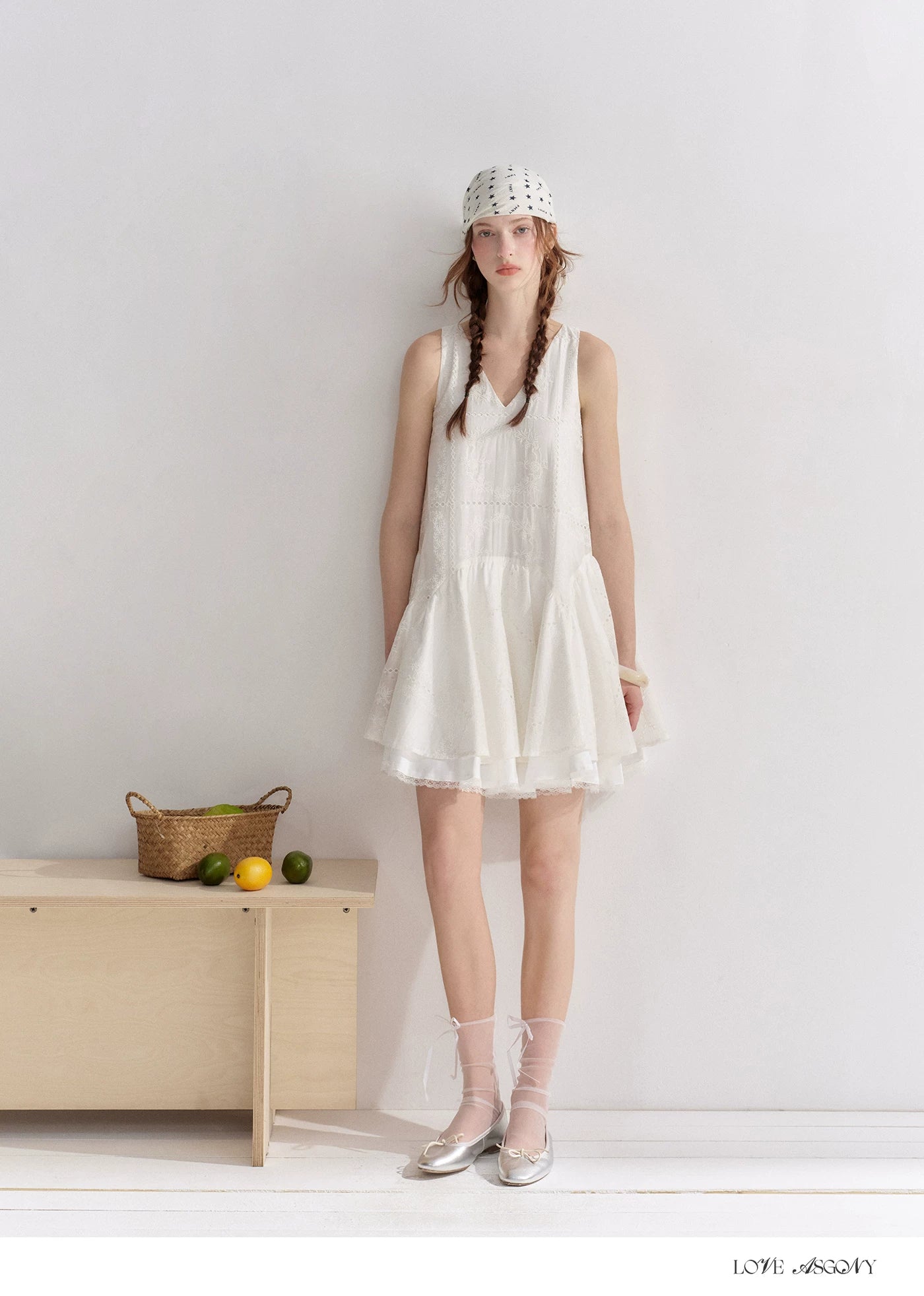 Soft White Embroidered Sleeveless Dress