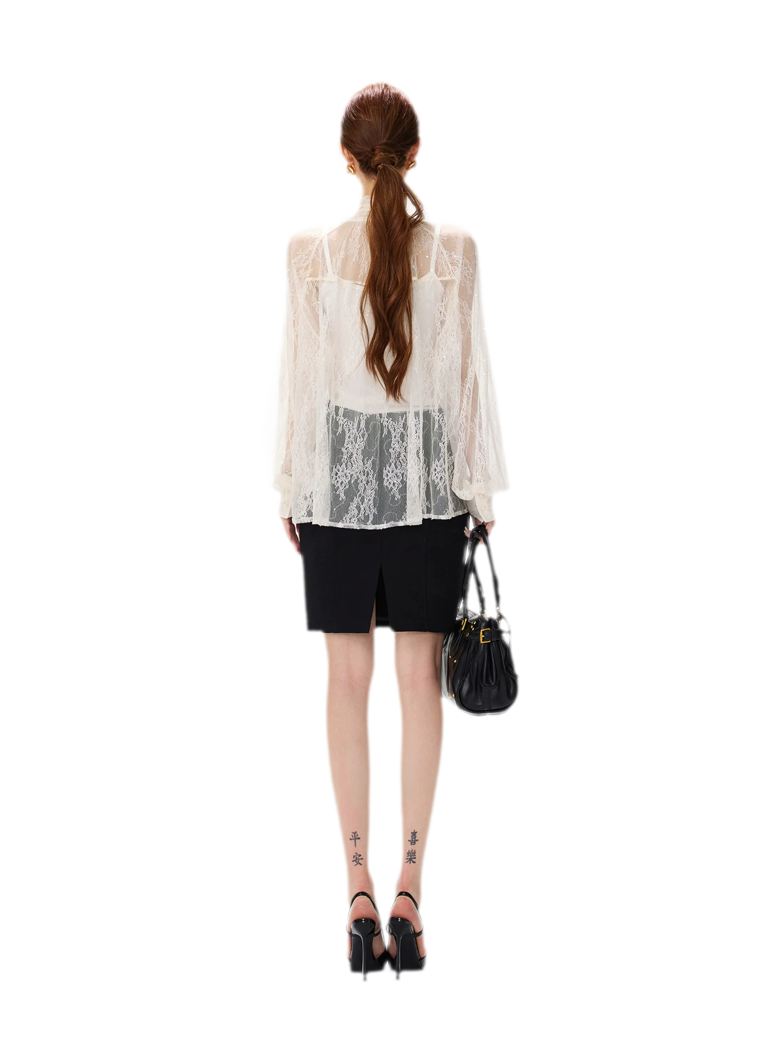 Sequin Lace Ribbon Blouse