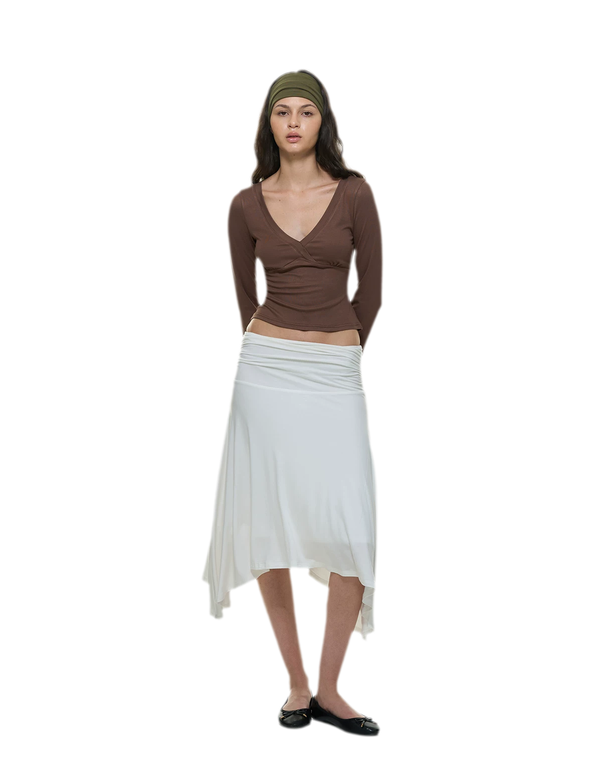 Crossfront Ribbed V-Neck Top