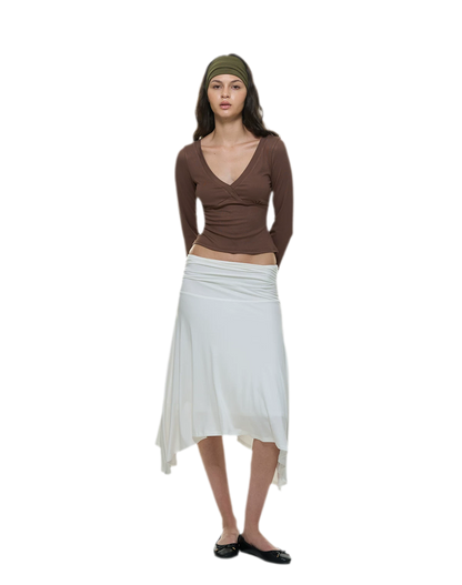 Crossfront Ribbed V-Neck Top