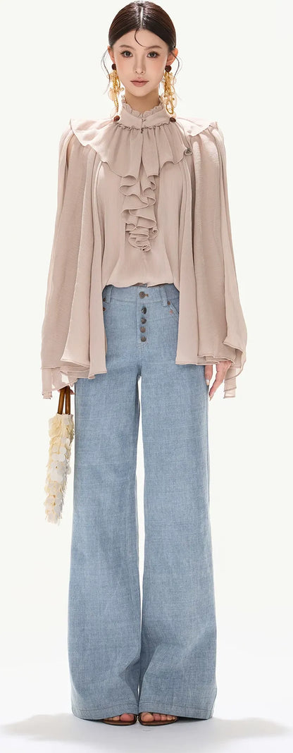 Ruffled Chiffon A-Line Top
